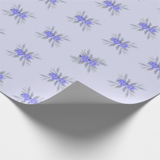 Paarse bloemmotieven en bladeren Cadeaupapier (Hoek)