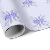  Paarse bloemmotieven en bladeren Cadeaupapier (Rol Hoek)