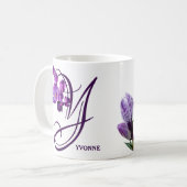  paarse bloemnaam Yvonne  Koffiemok (Voorkant links)