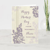 Paarse bloemnicht Happy Moederdag Kaart (Voorkant)