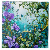 Paarse bloemontwerp met groen tegeltje (Voorkant)