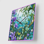 Paarse bloemontwerp met groen vierkante klok (Hoek)