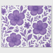 paarse bloempatroon cadeaupapier (Vlak)