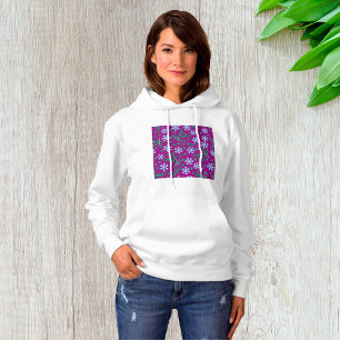 Paarse bloempatroon met blauwe bloemen hoodie