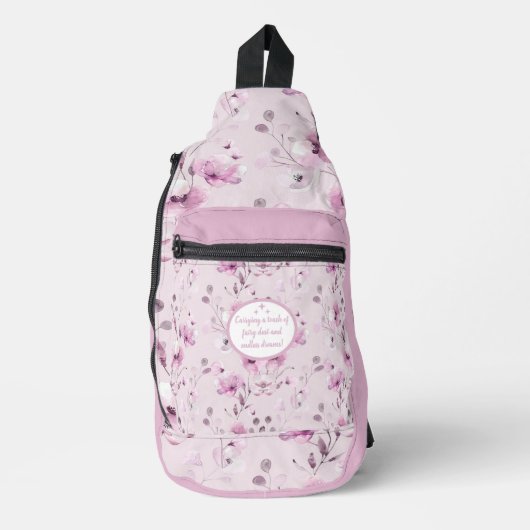  Paarse bloempatroon Sling Bag (Voorkant)