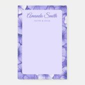 Paarse bloempatroonrand elegante scriptnaam post-it® notes (Voorkant)
