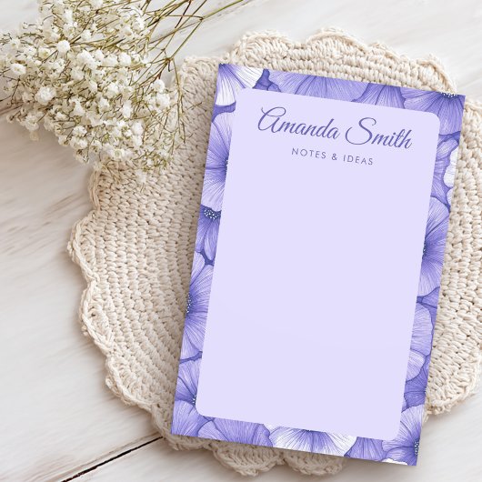 Paarse bloempatroonrand elegante scriptnaam post-it® notes