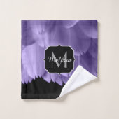 Paarse bloempitten voor ultraviolet zwart Monogram Bad Handdoek (Wasdoekje)