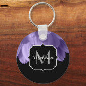 Paarse bloempitten voor ultraviolet zwart Monogram Sleutelhanger (Voorkant)