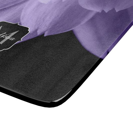 Paarse bloempitten voor ultraviolet zwart Monogram Snijplank (Hoek)