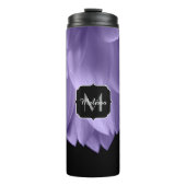 Paarse bloempitten voor ultraviolet zwart Monogram Thermosbeker (Voorkant)