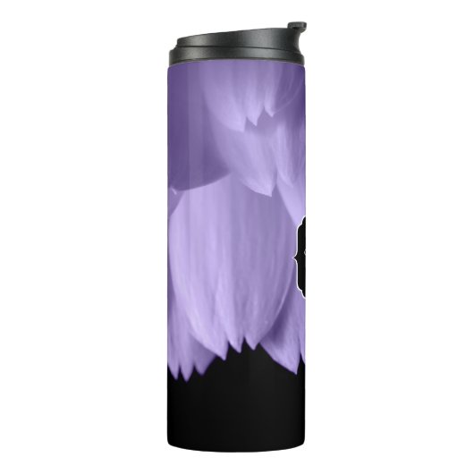 Paarse bloempitten voor ultraviolet zwart Monogram Thermosbeker (Gedraaid links)