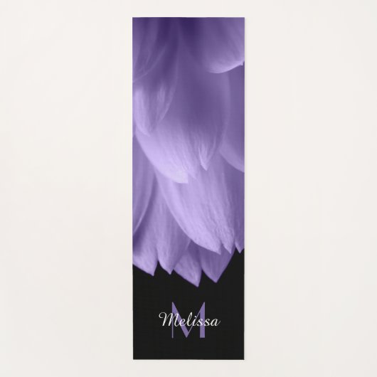 Paarse bloempitten voor ultraviolet zwart Monogram Yogamat (Voorkant)
