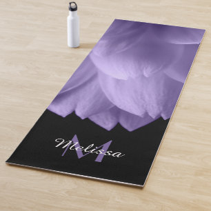 Paarse bloempitten voor ultraviolet zwart Monogram Yogamat