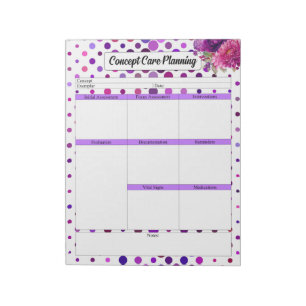 Paarse bloempolka stippen _ Concept Care Planning Notitieblok