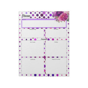 Paarse bloempolka stippen _ Disease Temp 1 Notitieblok
