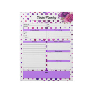 Paarse bloempolka stippen _ Klinische planning Notitieblok