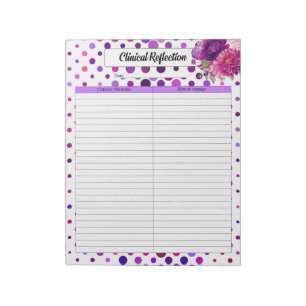 Paarse bloempolka stippen _ Klinische reflectie Notitieblok