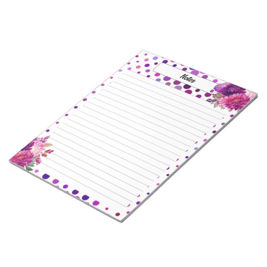 Paarse bloempolka stippen _ Verpleging Notes Notitieblok (Schuin)