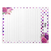Paarse bloempolka stippen _ Verpleging Notes Notitieblok (Voorkant)