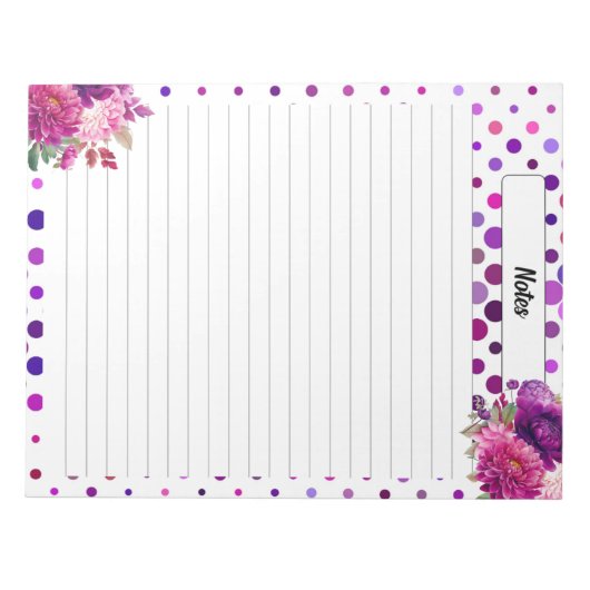 Paarse bloempolka stippen _ Verpleging Notes Notitieblok (Voorkant)