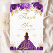 Paarse bloemprinses Quinceañera Bedankkaart