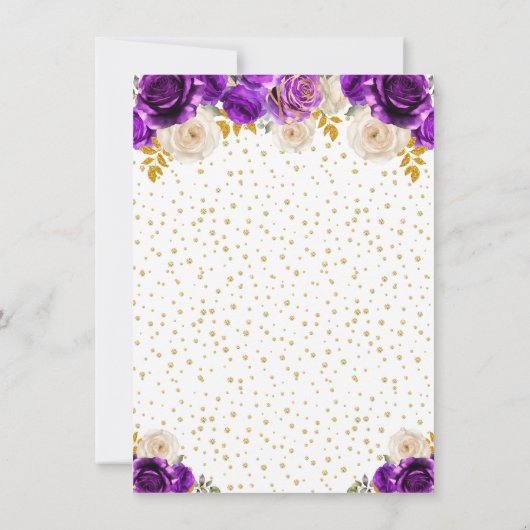 Paarse bloemprinses Quinceañera Bedankkaart (Achterkant)