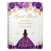 Paarse bloemprinses Quinceañera Notitieboek (Voorkant)