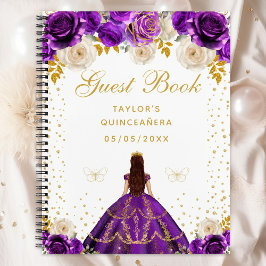Paarse bloemprinses Quinceañera Notitieboek