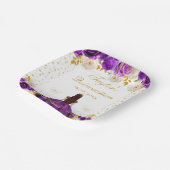 Paarse bloemprinses Quinceañera Papieren Bordje (Gebogen)