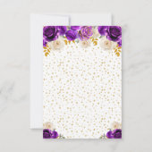 Paarse bloemprinses Quinceañera RSVP Kaartje (Achterkant)