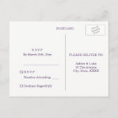 Paarse Bloemrijke Aquarel Elegante Trouw-RSVP Uitnodiging Briefkaart (Achterkant)