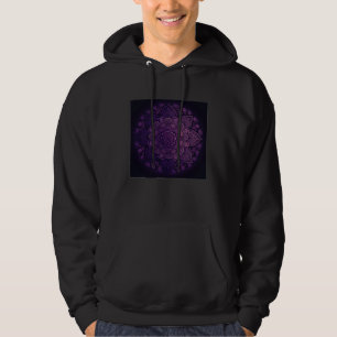 Paarse Bloemrijke Kant Mandala Illustratie Symbool Hoodie