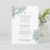 Paarse bloemrijke katholieke huwelijksmis Nuptial  Kaart (Staand voorkant)