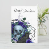 Paarse Bloemrijke Raven Gezegende Samhain Pagan Gr Kaart (Staand voorkant)