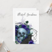 Paarse Bloemrijke Raven Gezegende Samhain Pagan Gr Kaart (Voorkant / Achterkant in situ)