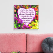 PAARSE BLOEMRIJKE ROMEINEN 8:28 FOTODESIGN CANVAS AFDRUK (Insitu (Woonkamer))