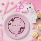 Paarse Bloemring Trouwpapier Bord (Feest)