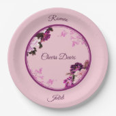 Paarse Bloemring Trouwpapier Bord (Voorkant)