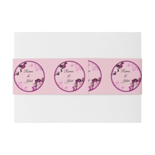 Paarse Bloemring Uitnodiging bruiloft Belly Band Uitnodigingen Wikkel (Achterkant Voorbeeld)