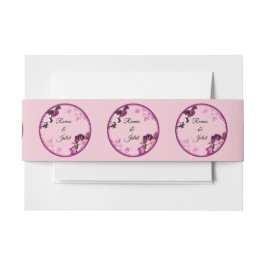 Paarse Bloemring Uitnodiging bruiloft Belly Band Uitnodigingen Wikkel