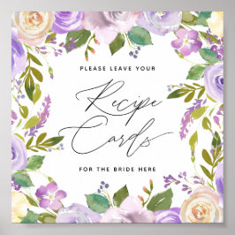 Paarse bloemschildering kalligrafie script receptk poster