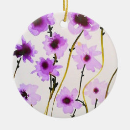 Paarse bloemsierbloem keramisch ornament
