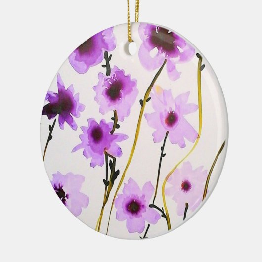 Paarse bloemsierbloem keramisch ornament (Links)