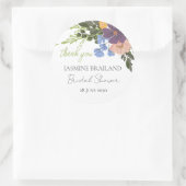 Paarse Bloemstuk en Groene Bruidsdouche Dankjewel Ronde Sticker (Tas)