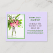 Paarse bloemstuk visitekaartje (Voorkant)