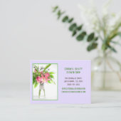 Paarse bloemstuk visitekaartje (Staand voorkant)