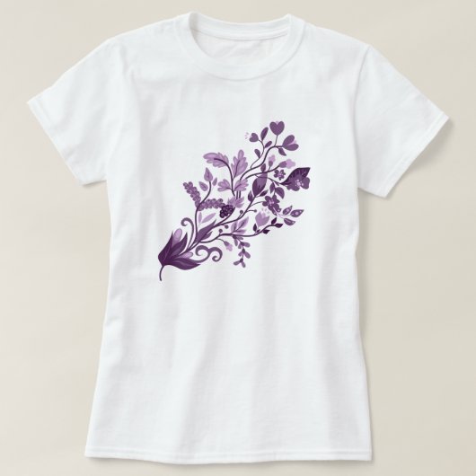 Paarse bloemtak t-shirt (Design voorkant)