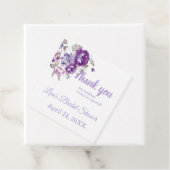 Paarse bloemthema bedankkaartjes voor bruidsshower bedankjes labels (In situ)