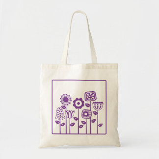 Paarse bloemtuin tote bag